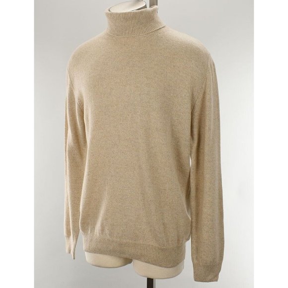CORNELIANI CIRCLE Mens Sand Beige Cashmere Turtleneck Sweater 52 LARGE Italy NWT
